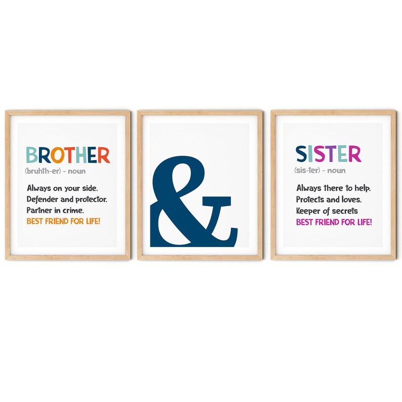 Set of 3 Brother & Sister Definition Print Siblings Etsy