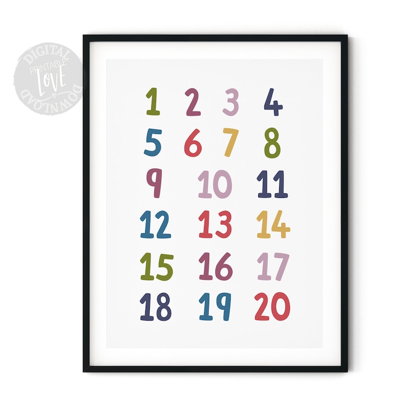 Set of 3 Prints ABC Printable Numbers 120 Rainbow Print Etsy