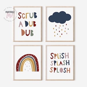 Bathroom Art Set, Kids Bathroom Sets, Bathroom Quotes, Modern Kids Bathroom Print