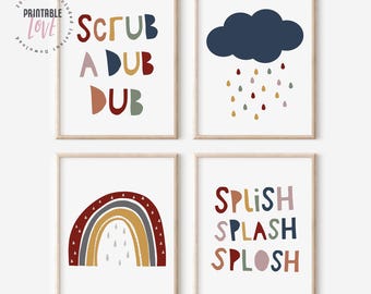 Bathroom Art Set, Kids Bathroom Sets, Bathroom Quotes, Modern Kids Bathroom Print