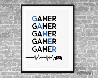 Video Gamer Printable, Gamer Poster, Video Game Wall Art, Gamer Decor