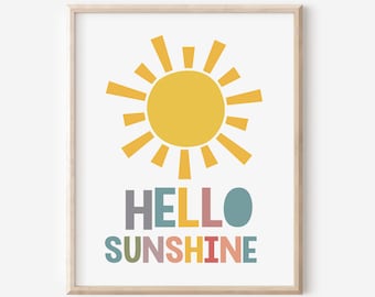 Hello Sunshine Printable, Playroom Quote, Hello Sunshine Print, Nursery Wall Decor, Kids Room Art