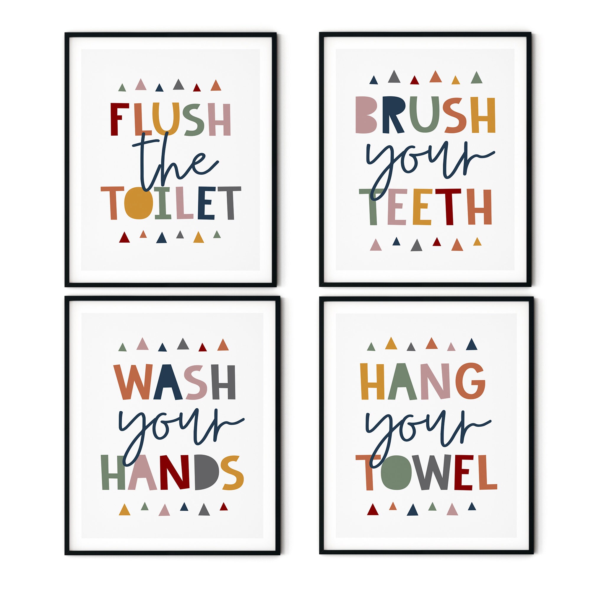 Bathroom Art Set Kids Bathroom Sets Flush the Toilet Brush | Etsy