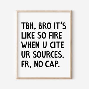 Middle and High School Classroom, Library Wall Art, English Class Poster, Cite Sources, ELA History Social Studies Class DIGITAL DOWNLOAD