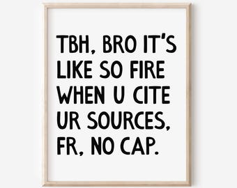 Middle and High School Classroom, Library Wall Art, English Class Poster, Cite Sources, ELA History Social Studies Class DIGITAL DOWNLOAD