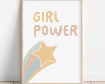 Girl Power Poster, Pink Nursery Art, Motivational Print, Female Empowerment, Positive Affirmation Girl, Pink Girl Room, Boho Nursery Print