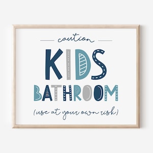Regels kinderbadkamer, let op, dit is een kinderbadkamerafdruk, grappige kinderbadkamerdecoratie, afdrukbare kinderbadkamer