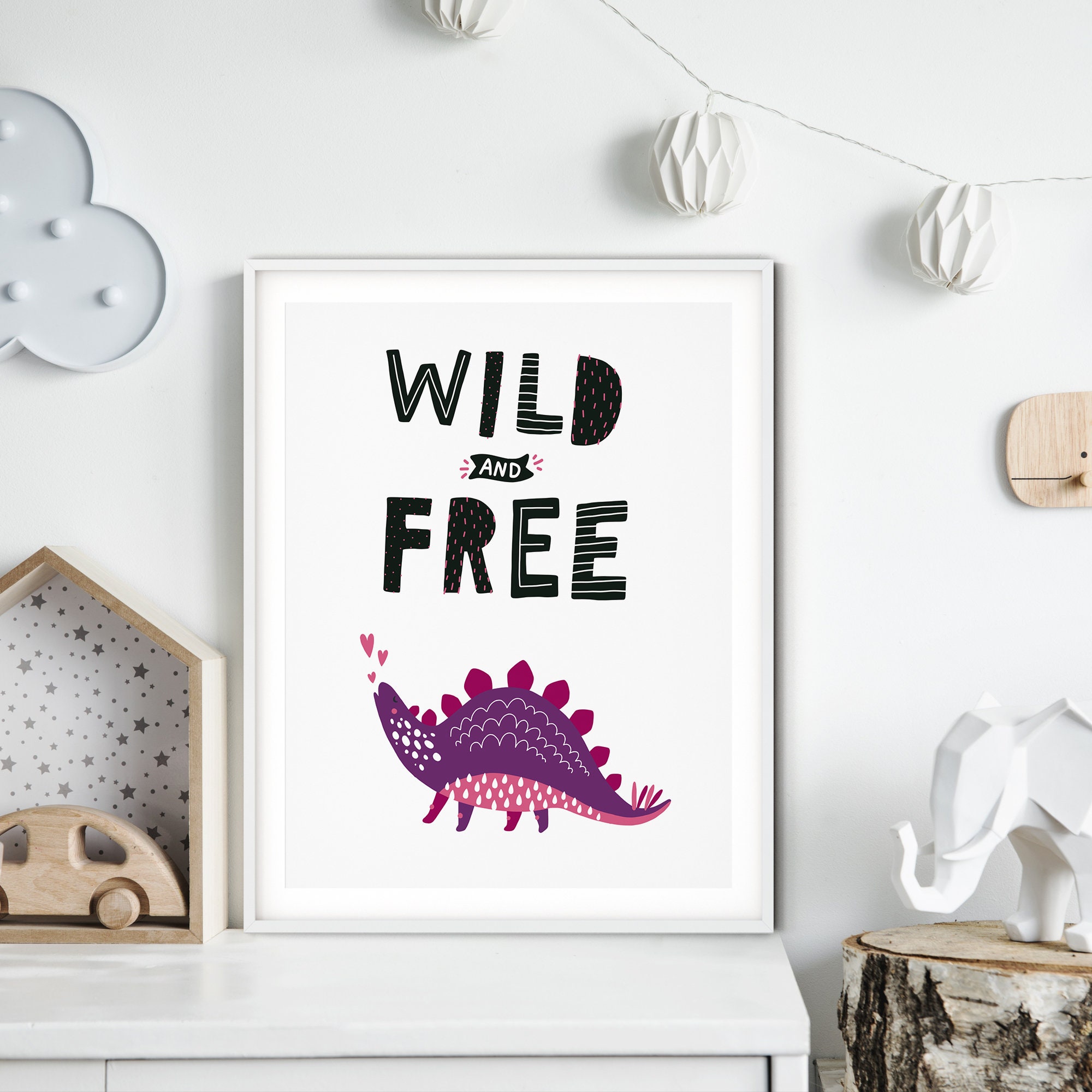 wild-and-free-dinosaur-print-printable-dinosaur-decor-girl-dinosaur-kids-room-decor-kids-wall-art-nursery-wall-decor-etsy