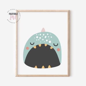 Hai-Druck, Tier-Lächeln-Druck, skandinavische Tiere, Kinderzimmer-Dekor, Kinder-Wandkunst, Kinderzimmer-Wand-Dekor, Kinderzimmer zum Ausdrucken