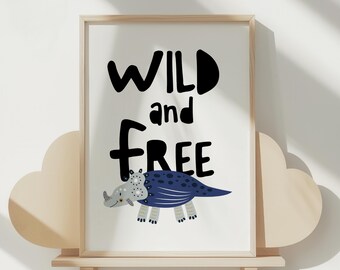 Wilde en gratis dinosaurusprint, afdrukbaar dinosaurusdecor, dinosaurus jongen of meisje, decor kinderkamer, kinderkunst aan de muur, wanddecoratie kinderkamer