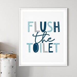 Flush the Toilet, Kids Bathroom Printable, Flush the Toilet Print, Kids ...