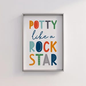 Potty Like A Rockstar Print, Potty Training Sign, Kids Bathroom Art ...