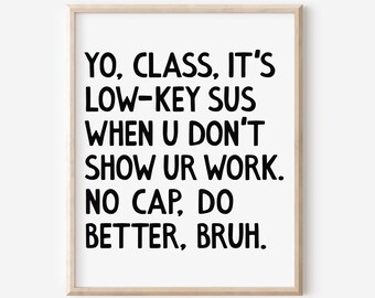 Middle High School Classroom Wall Art, English Math Science Poster, Teacher Classroom Rules, 5th 6th 7th 8th 9th Grade Sign DIGITAL DOWNLOAD