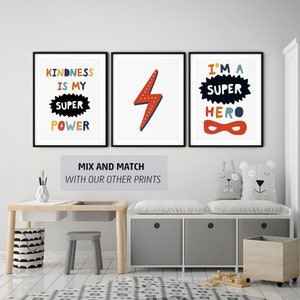 Soy un superhéroe, soy una impresión de superhéroe, superhéroe imprimible, decoración de superhéroes, arte de guardería de superhéroes, impresión de habitación para niños imagen 5