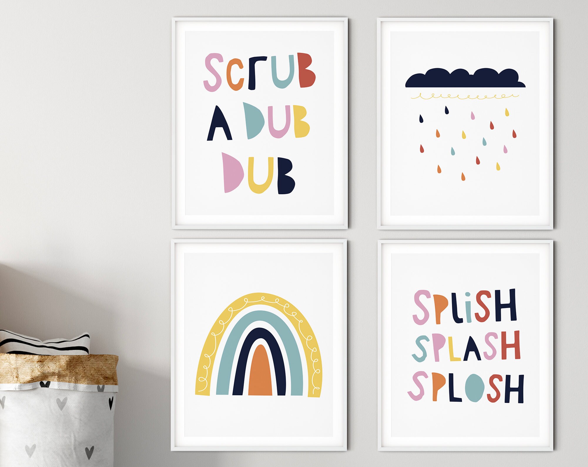 Bathroom Art Set Kids Bathroom Printable Set Bathroom | Etsy