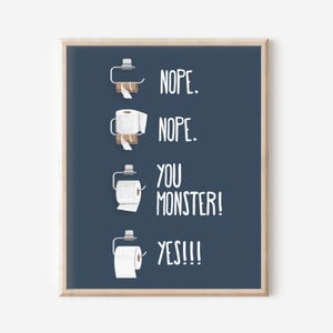 Funny Toilet Paper Print, Kids Bathroom Rules, Funny Toilet Paper Roll Directions, Bathroom Wall Decor