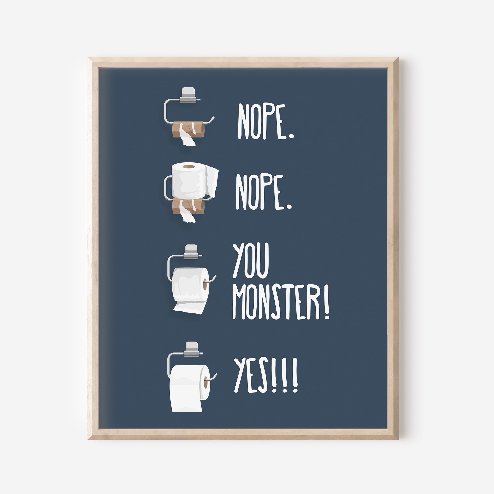 Funny Toilet Paper Print, Kids Bathroom Rules, Funny Toilet Paper Roll Directions, Bathroom Wall Decor