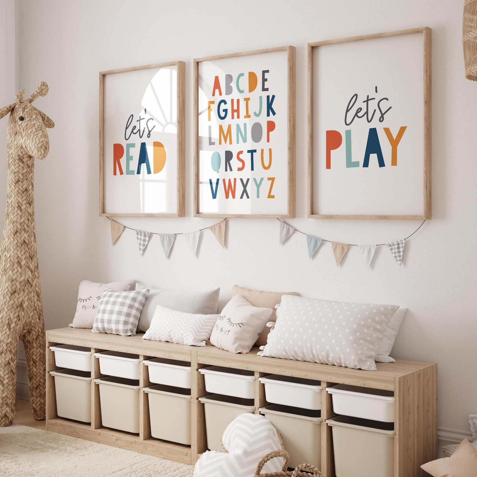 Set of 3 Playroom Printable Art, Kids Room Decor, Let's Read Let's Play ...