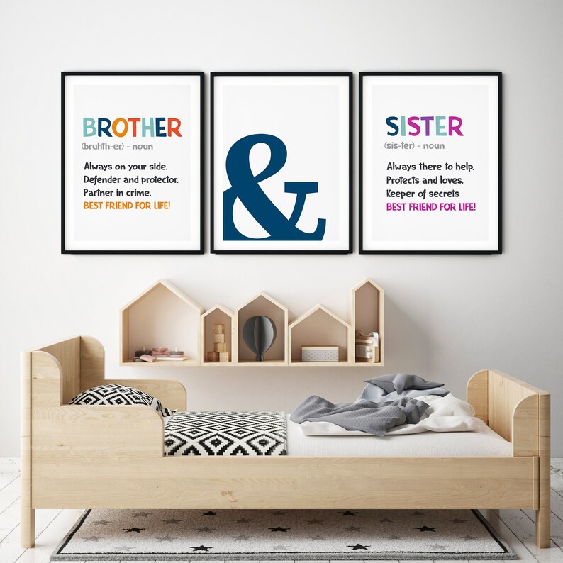 Set of 3 Brother & Sister Definition Print Siblings Etsy