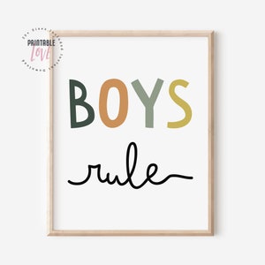 Boys Rule Printable, Boys Bedroom Prints, Boys Room Decor, Art for Boys Room, Prints For Boys Kids Room, Boys Rule Sign Art