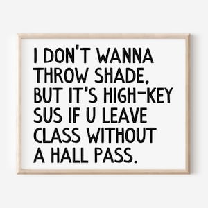 Middle & High School Classroom Wall Art, English Math Gym Poster, Teacher Classroom Rules, 5th 6th 7th 8th 9th Grade Sign DIGITAL DOWNLOAD