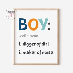 Boy Definition Print, Boys Room Decor, Boy Nursery Decor, Definition Print, Kids Room Sign