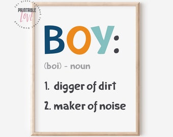 Boy Definition Print, Boys Room Decor, Boy Nursery Decor, Definition Print, Kids Room Sign