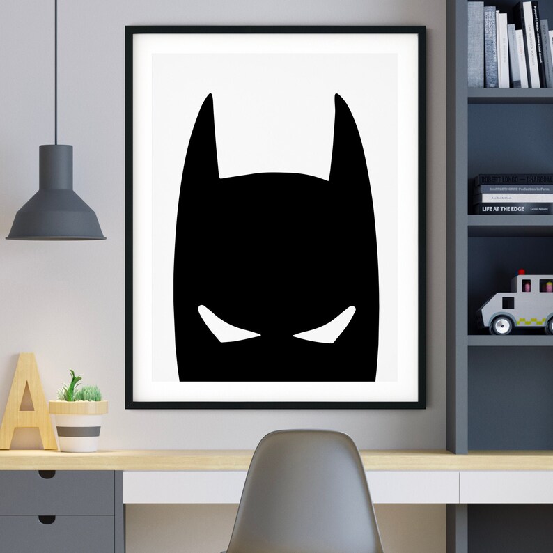 Superhero Mask Batman Art Batman Print Nursery Wall Decor Kids Room Print Kids Wall Art Kids Room Decor