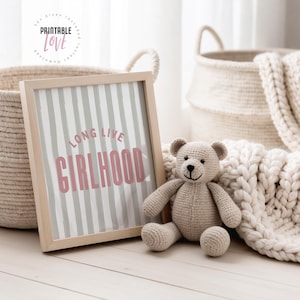Long Live Girlhood Stripe Wall Art Print, Nursery Wall Art, Kids Room Print, Girls Nursery, Girls Room Decor, Striped Green Girls Room