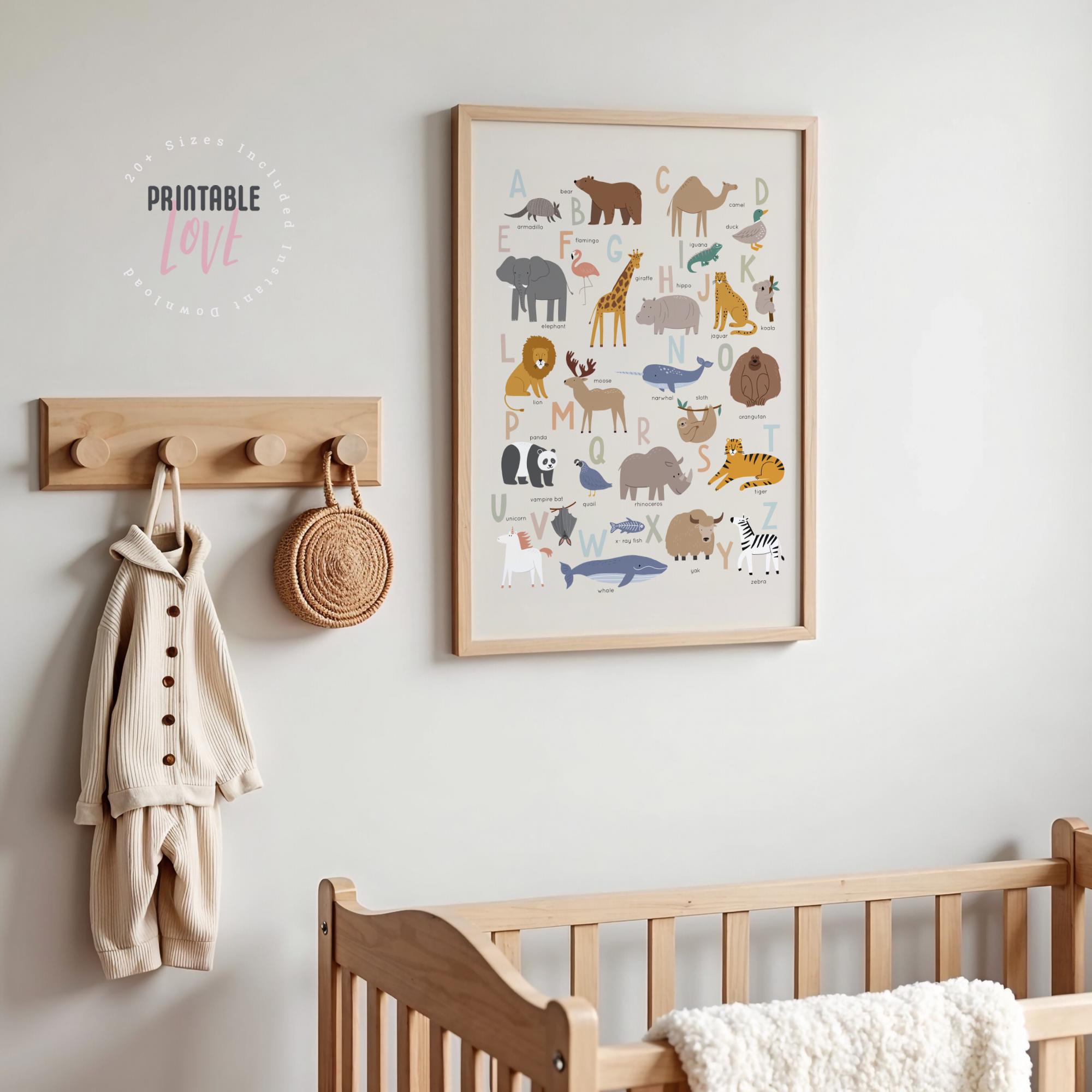 Animal Alphabet Poster, PRINTABLE Wall Art, Educational ABC Poster ...
