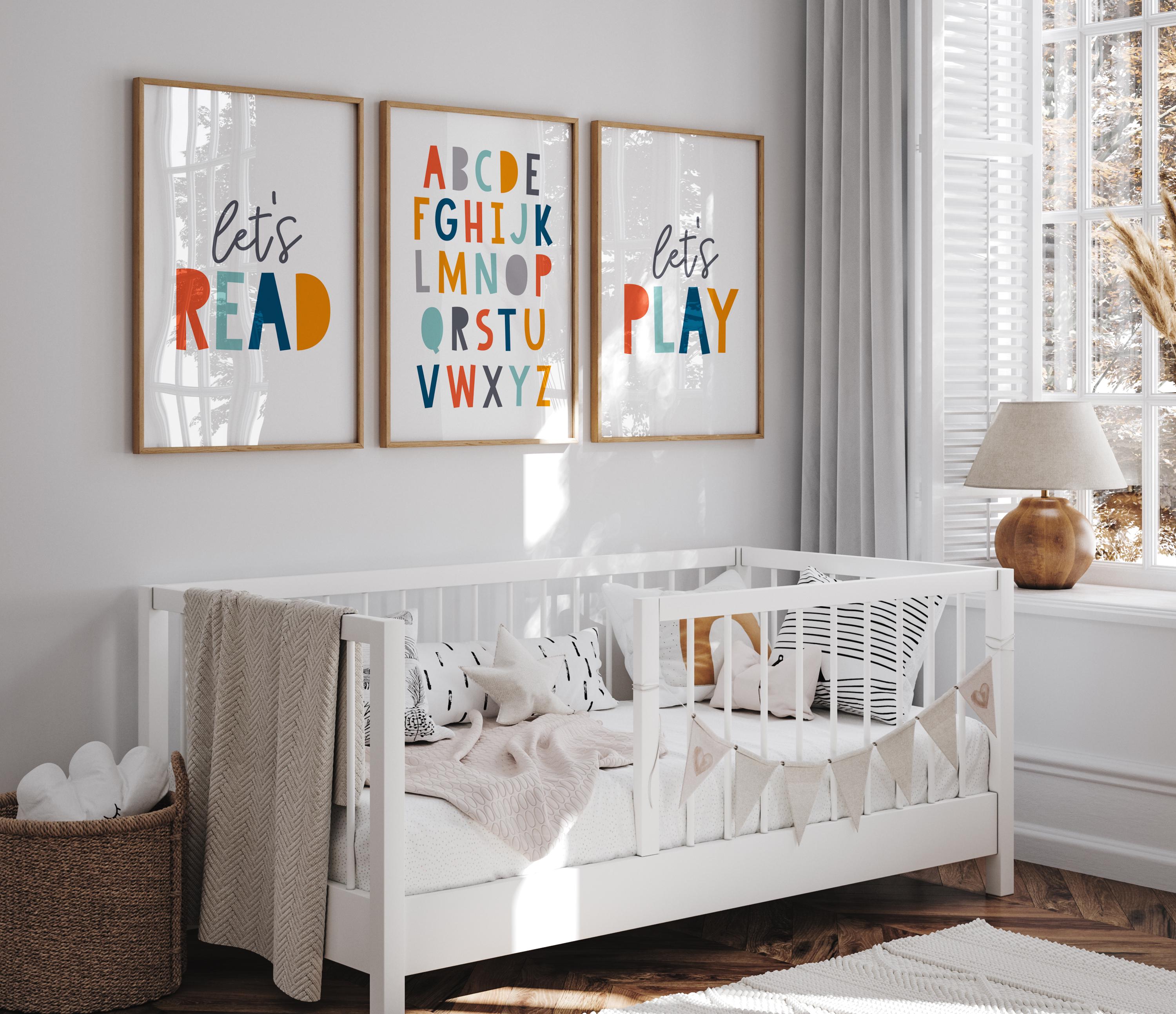 Set of 3 Playroom Printable Art, Kids Room Decor, Let's Read Let's Play ...