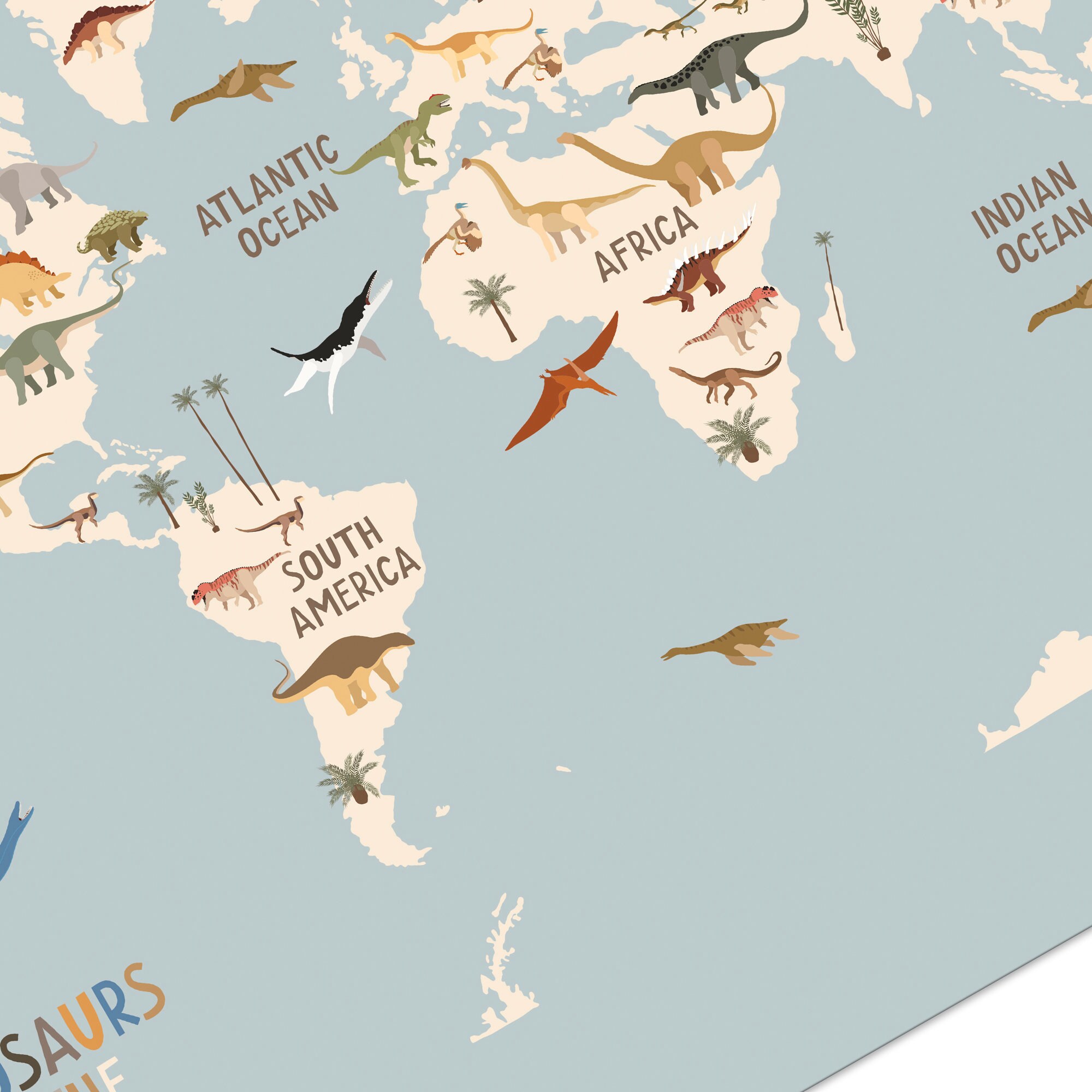Dinosaur World Map Print Dinosaurs of the World Classroom - Etsy