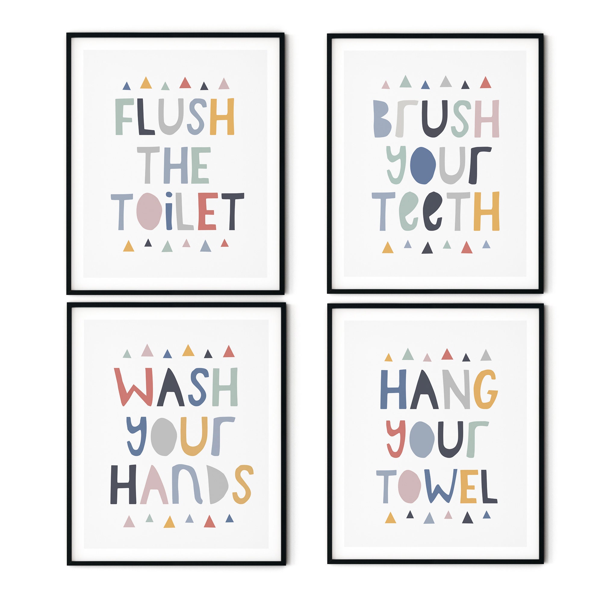 Bathroom Art Set Kids Bathroom Sets Flush the Toilet Brush Etsy UK