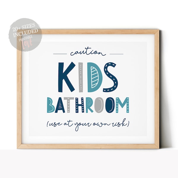 Kids Bathroom Rules, Caution This Is A Kids Bathroom Print, Funny Kids Bathroom Decor, Kids Bathroom Printable