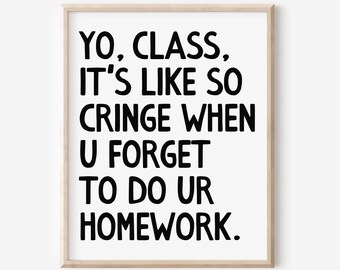 Middle High School Classroom Wall Art, English Math Science Poster, Funny Teacher Classroom 6th 7th 8th 9th 10th Grade Sign DIGITAL DOWNLOAD