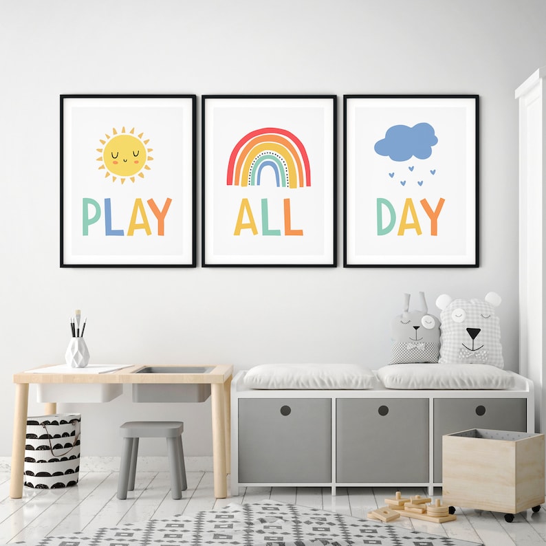 Play All Day Printable Set of 3 Playroom Art Decor Play All - Etsy