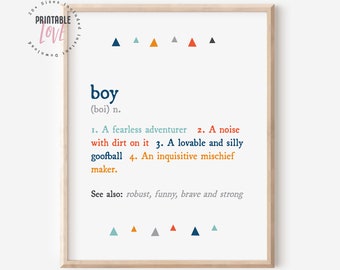Boy Definition Print, Boys Room Decor, Boys Nursery Decor, Definition Print, Kids Room Sign