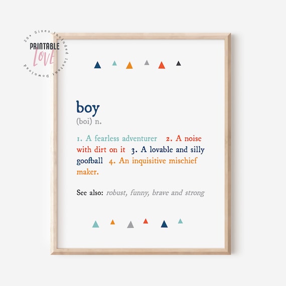Boy Definition Print, Boys Room Decor, Boys Nursery Decor, Definition Print, Kids Room Sign