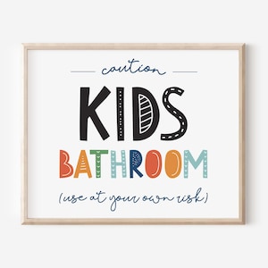 Regels kinderbadkamer, let op, dit is een kinderbadkamerafdruk, grappige kinderbadkamerdecoratie, afdrukbare kinderbadkamer
