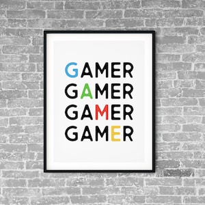 Video Gamer Printable, Gamer Poster, Video Game Wall Art, Gamer Decor