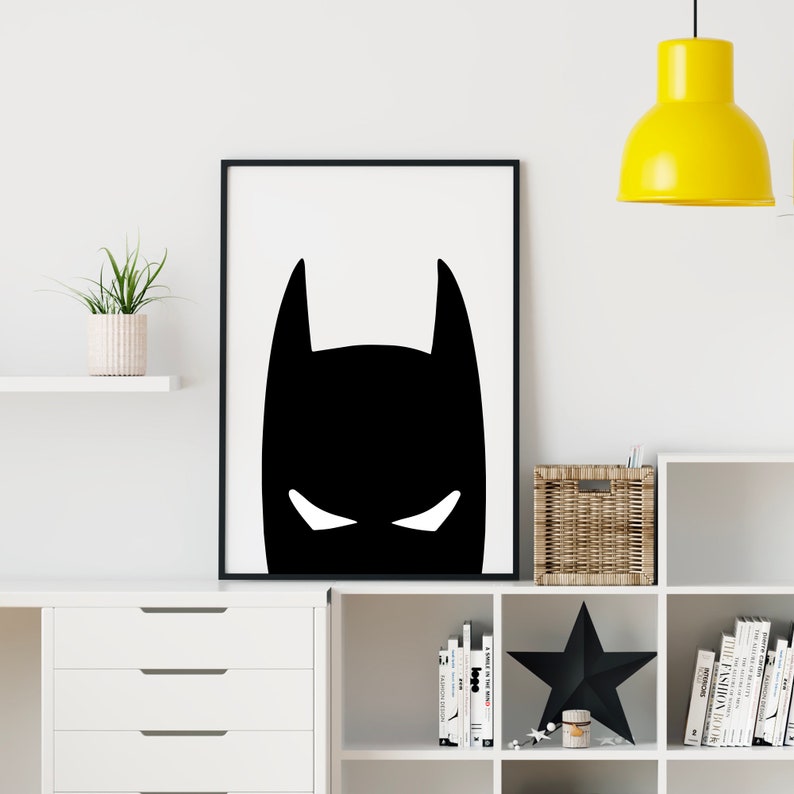 Superhero Mask Batman Art Batman Print Nursery Wall Decor Kids Room Print Kids Wall Art Kids Room Decor