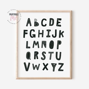 Alphabet Poster, Alphabet Print, ABC Wall Art, ABC Poster Chart, Kids Room Decor, Kids Wall Art, Nursery Wall Decor, Kids Room Print