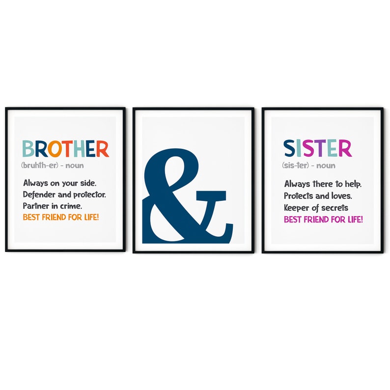 Set of 3 Brother & Sister Definition Print Siblings Etsy