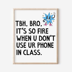 Retro High School Classroom Rules Decor, No Phones Sign, English Science Teacher Gift, Social Studies, 4th 5th 6th Grade DIGITAL DOWNLOAD