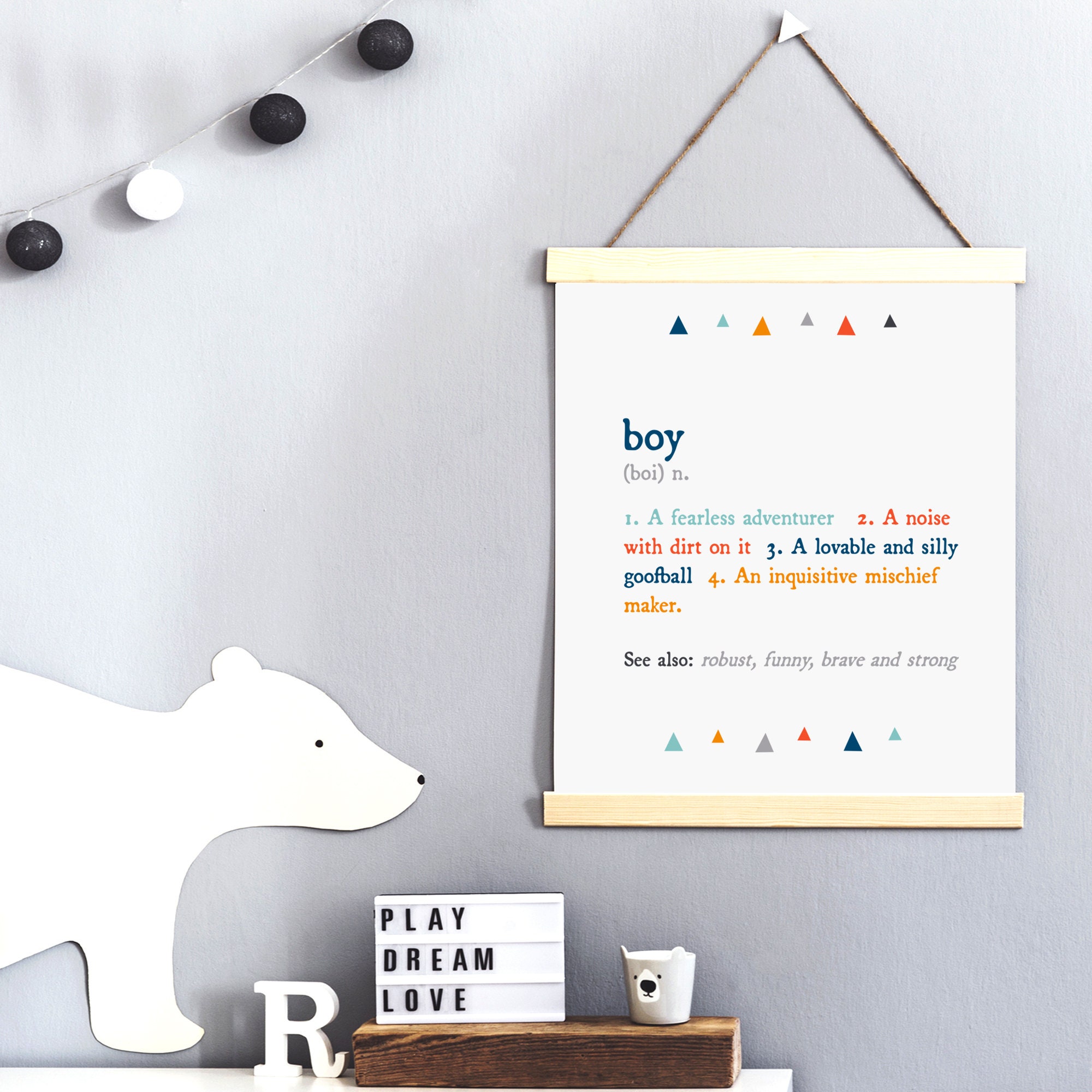 Boy Definition Print Boys Room Decor Boys Nursery Decor Etsy