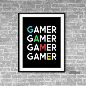 Video Gamer Printable, Gamer Poster, Video Game Wall Art, Gamer Decor