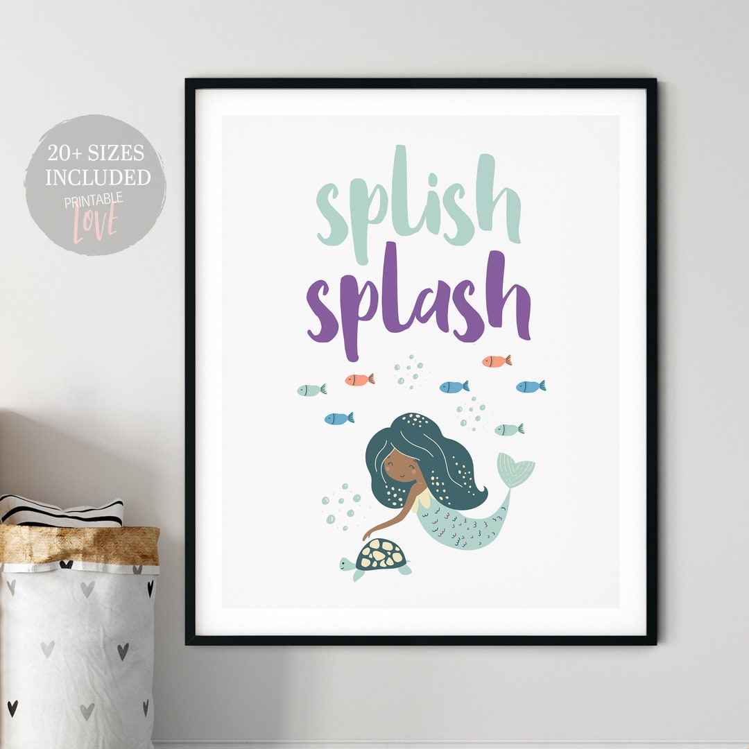 Girls Bathroom Printable Art, Mermaid Girls Room Decor, Girls Bathroom ...