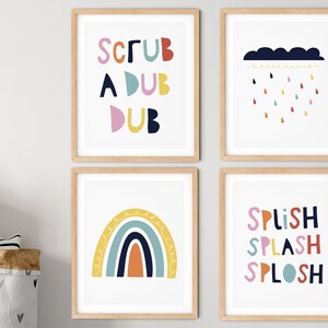 Bathroom Art Set Kids Bathroom Printable Set Bathroom - Etsy