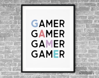 Video Gamer Printable, Gamer Poster, Video Game Wall Art, Gamer Decor