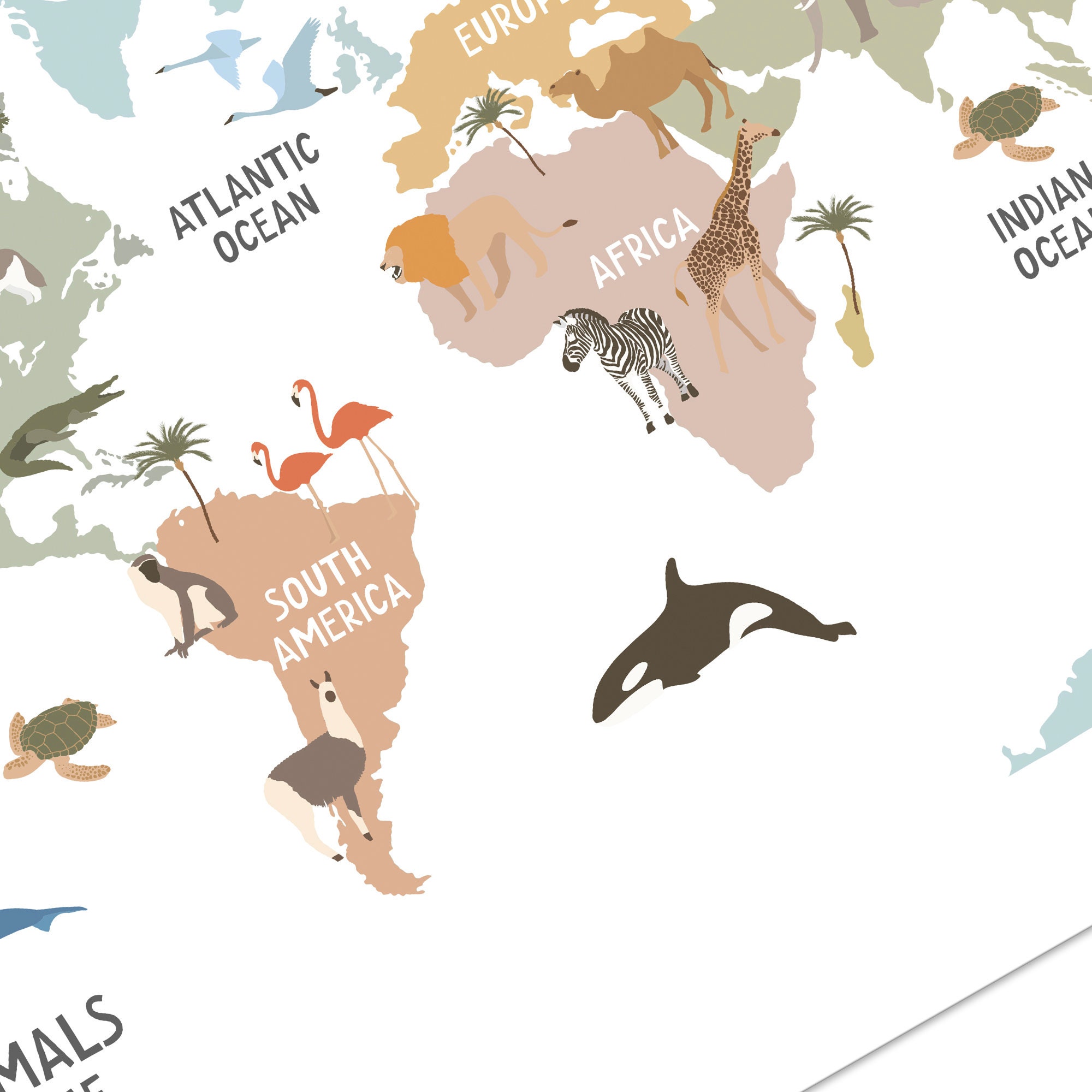 Animals World Map, Kids Animal World Map Printable, UPDATED World Map ...